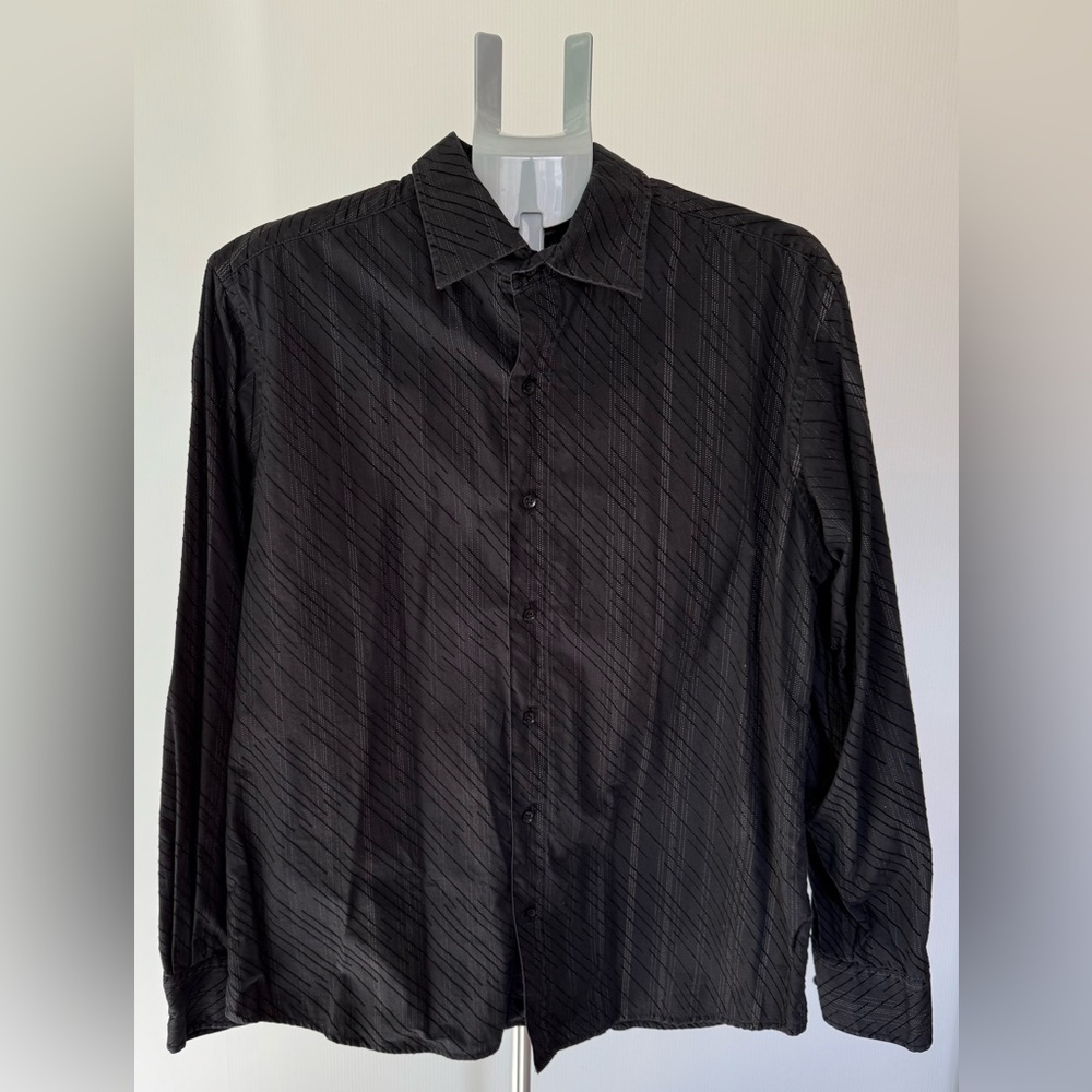 Brody Men’s Long Sleeve Dress Shirt 100% Cotton Black Size Large